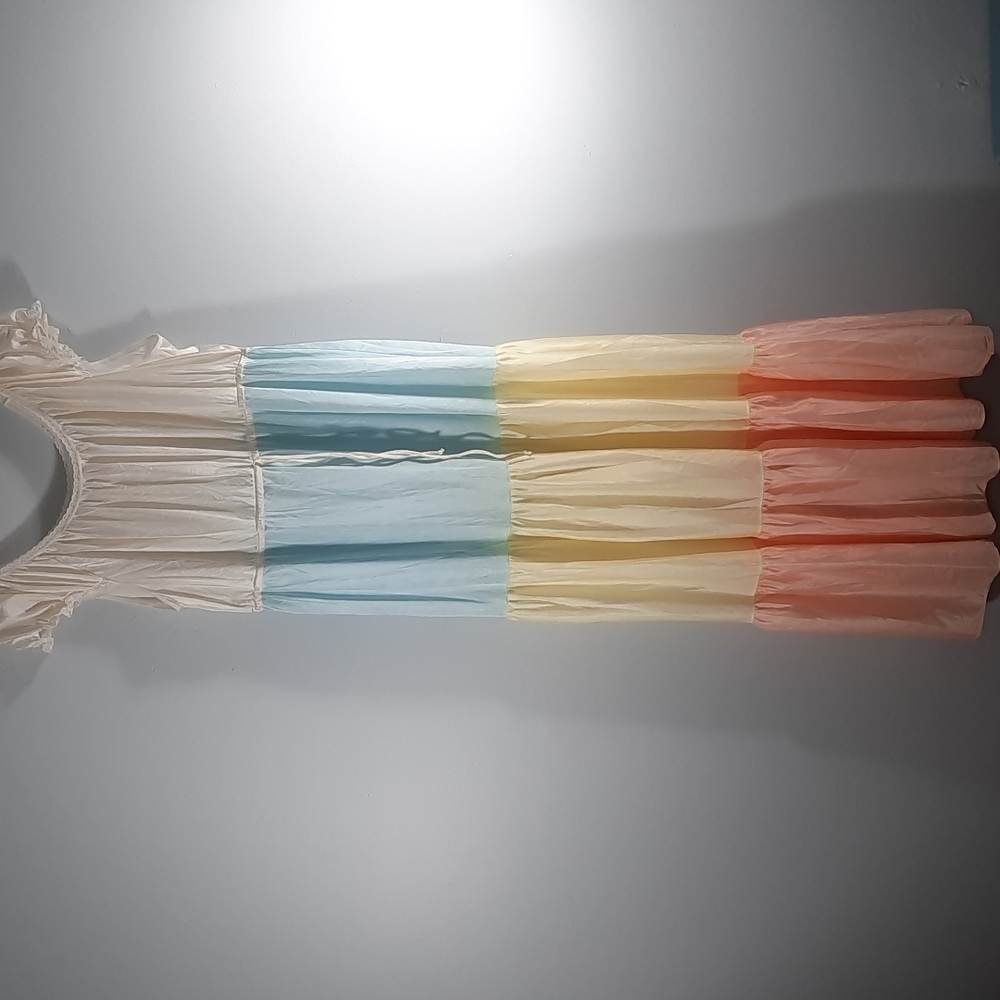 LORRAINE Multicolor block striped maxi gown SZ L